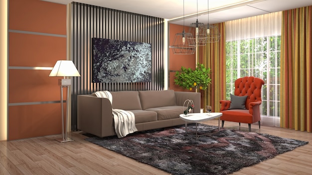 Illustration of the living room interior