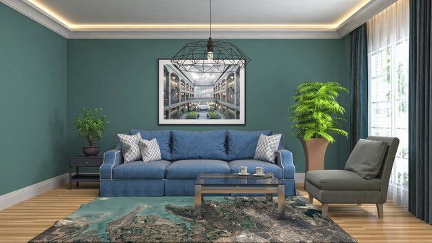 Illustration of the living room interior