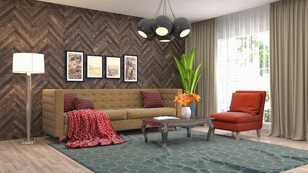 Illustration of the living room interior