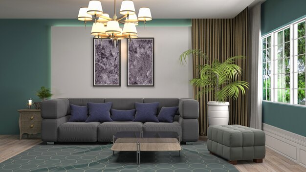 Illustration of the living room interior