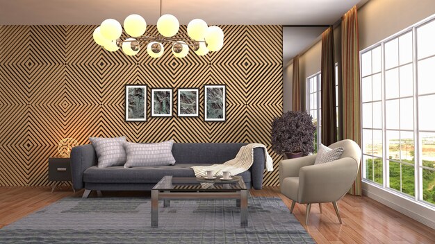 Illustration of the living room interior