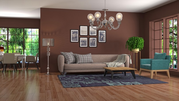 Illustration of the living room interior