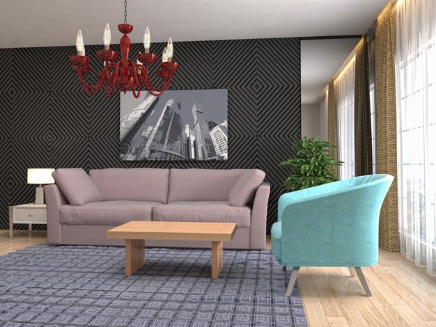 Illustration of the living room interior