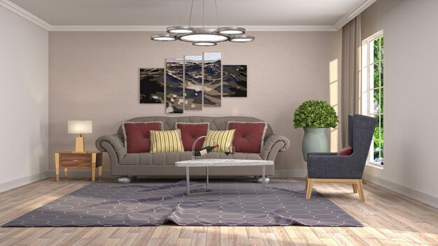 Illustration of the living room interior