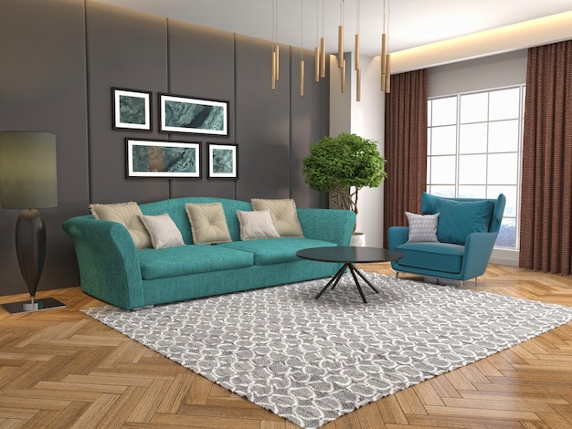 Illustration of the living room interior