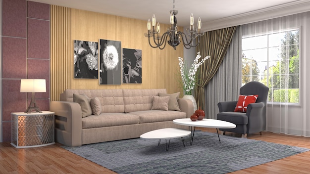 Illustration of the living room interior