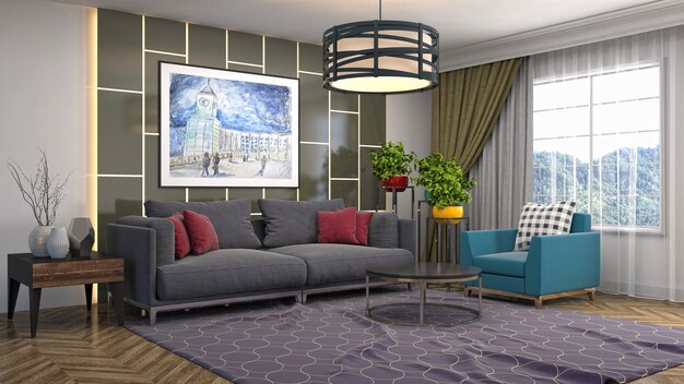 Illustration of the living room interior