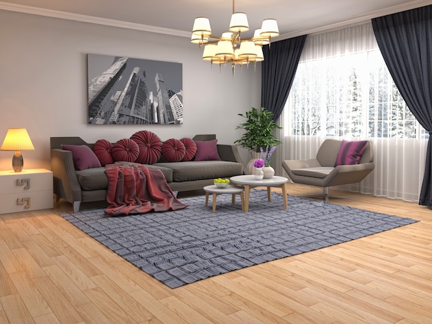 Illustration of the living room interior