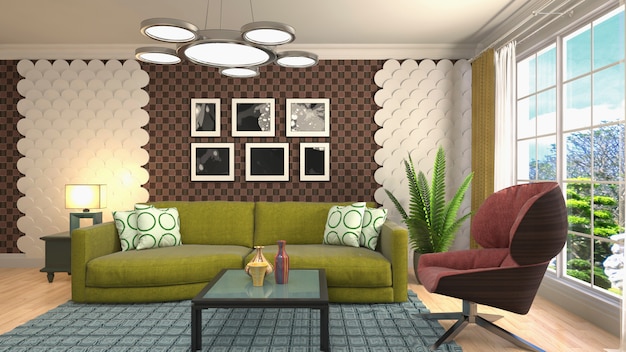 Illustration of the living room interior