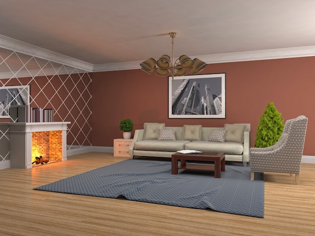 Illustration of the living room interior