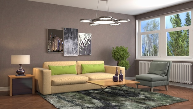 Illustration of the living room interior