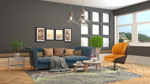 Illustration of the living room interior