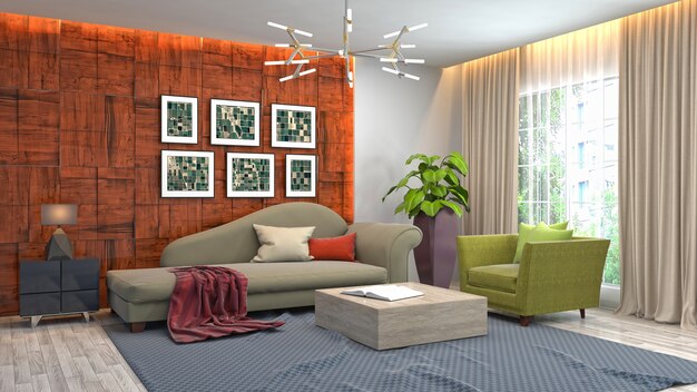 Illustration of the living room interior