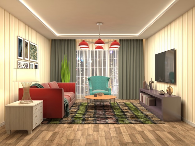 Illustration of the living room interior