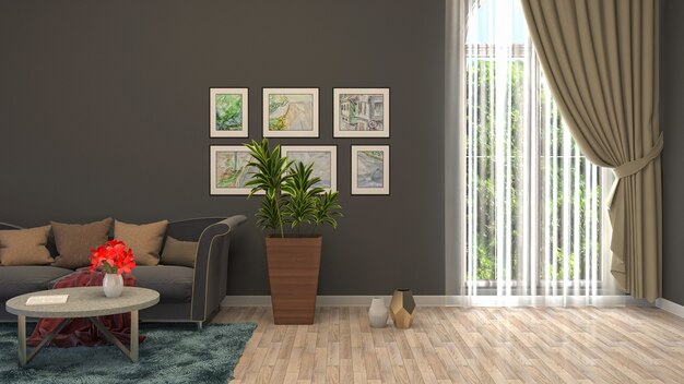 Illustration of the living room interior