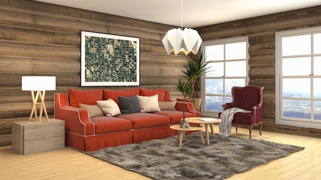 Illustration of the living room interior