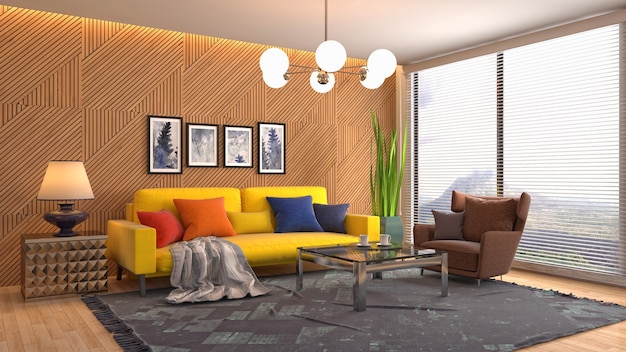 Illustration of the living room interior