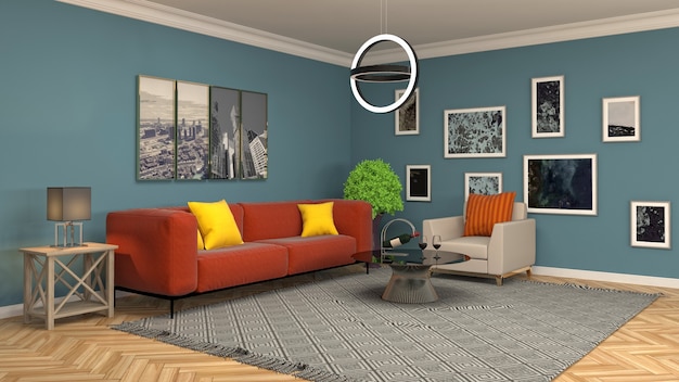 Illustration of the living room interior