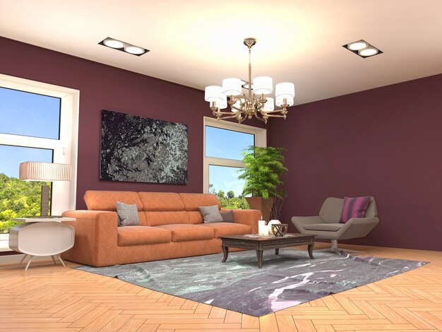 Illustration of the living room interior