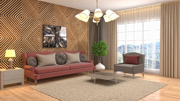 Illustration of the living room interior