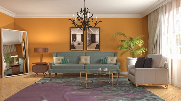 Illustration of the living room interior