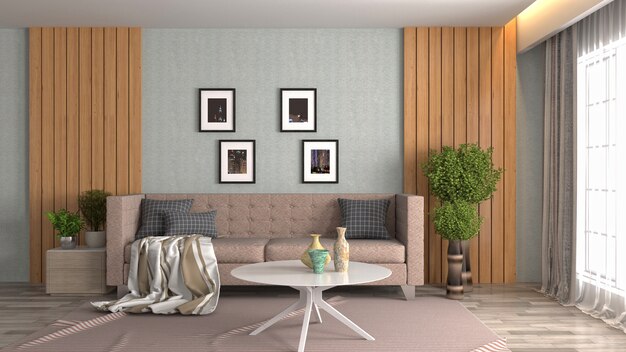 Illustration of the living room interior