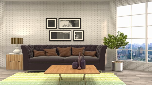 Illustration of the living room interior