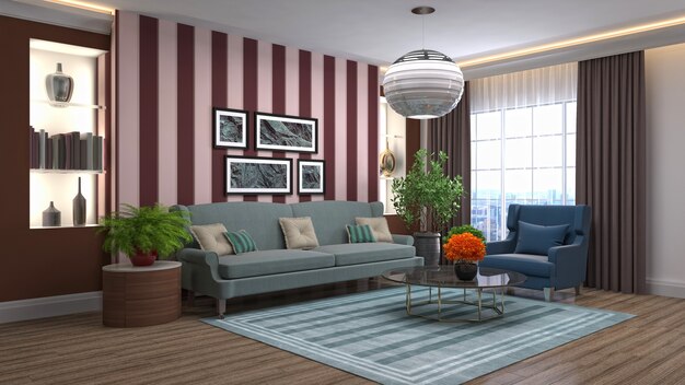 Illustration of the living room interior