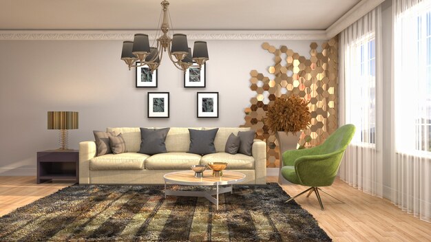 Illustration of the living room interior