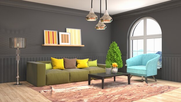 Illustration of the living room interior