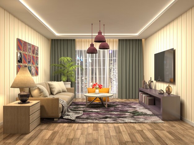 Illustration of the living room interior