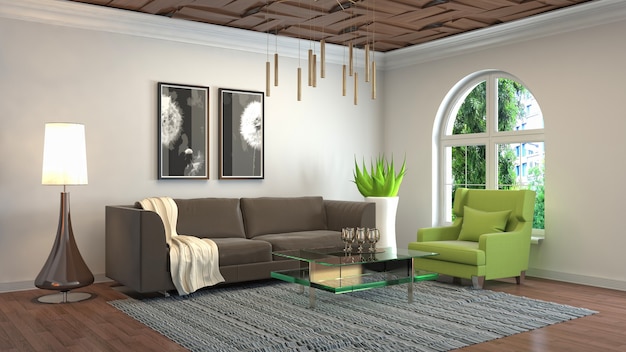 Illustration of the living room interior