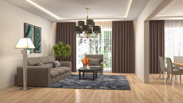 Illustration of the living room interior