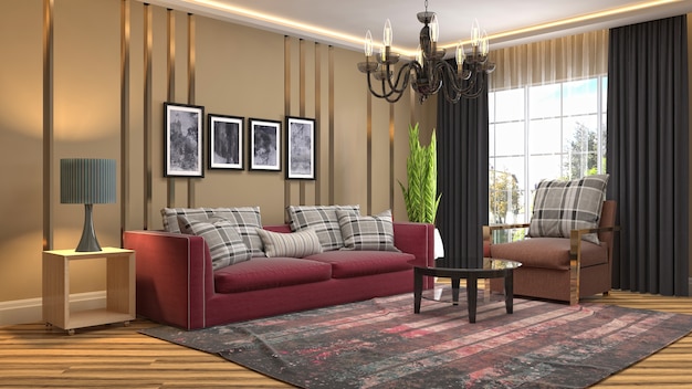 Illustration of the living room interior