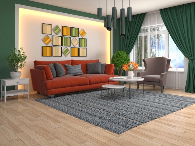 Illustration of the living room interior