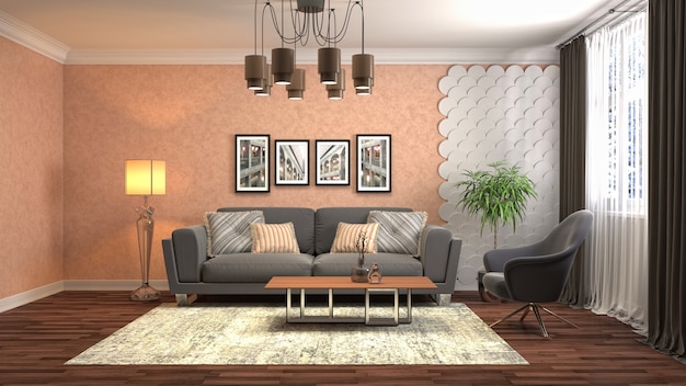 Illustration of the living room interior