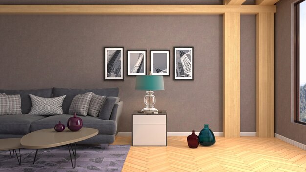 Illustration of the living room interior