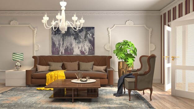 Illustration of the living room interior