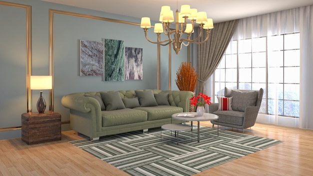 Illustration of the living room interior