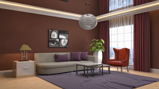 Illustration of the living room interior