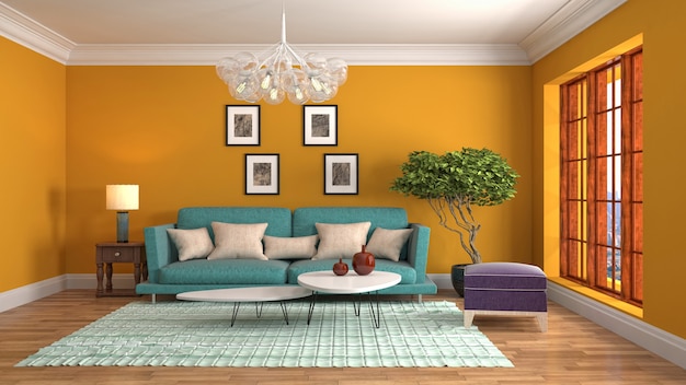 Illustration of the living room interior