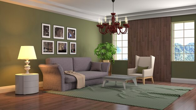 Illustration of the living room interior