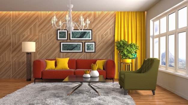 Illustration of the living room interior