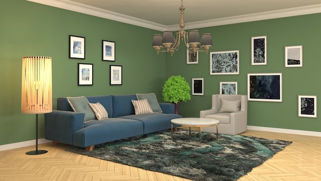 Illustration of the living room interior