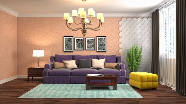 Illustration of the living room interior