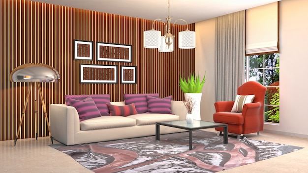 Illustration of the living room interior