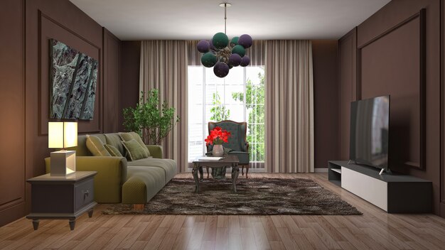 Illustration of the living room interior