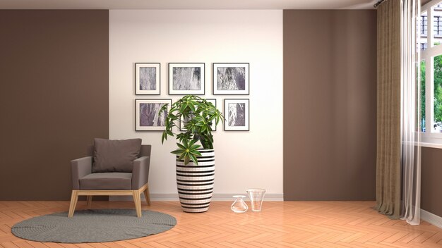 Illustration of the living room interior