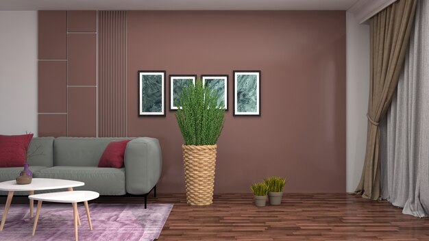 Illustration of the living room interior