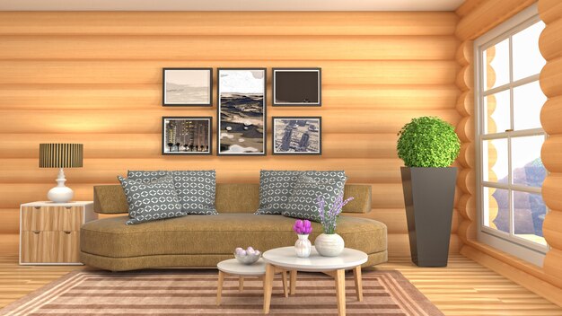 Illustration of the living room interior